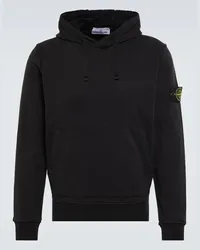 Stone Island Felpa Compass in cotone con cappuccio Nero