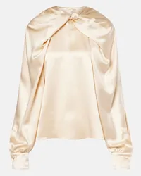 Max Mara Elegante - Blusa Key in raso di seta Neutro