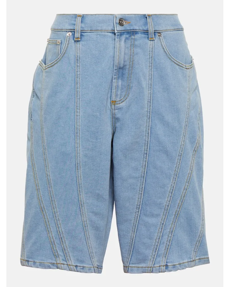 Thierry Mugler Bermuda di jeans Spiral Blu