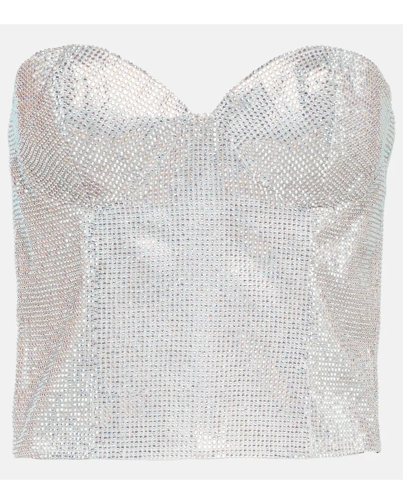 COSTARELLOS Bustier in misto seta con cristalli Argento