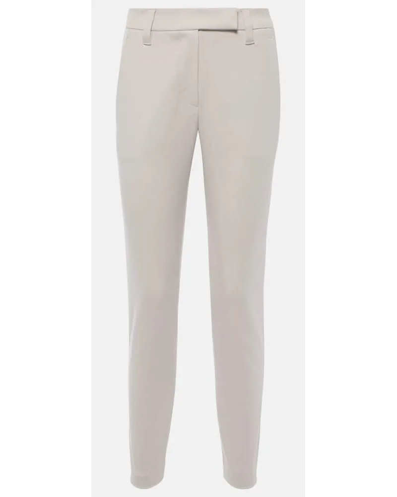Brunello Cucinelli Pantaloni slim in misto cotone Bianco