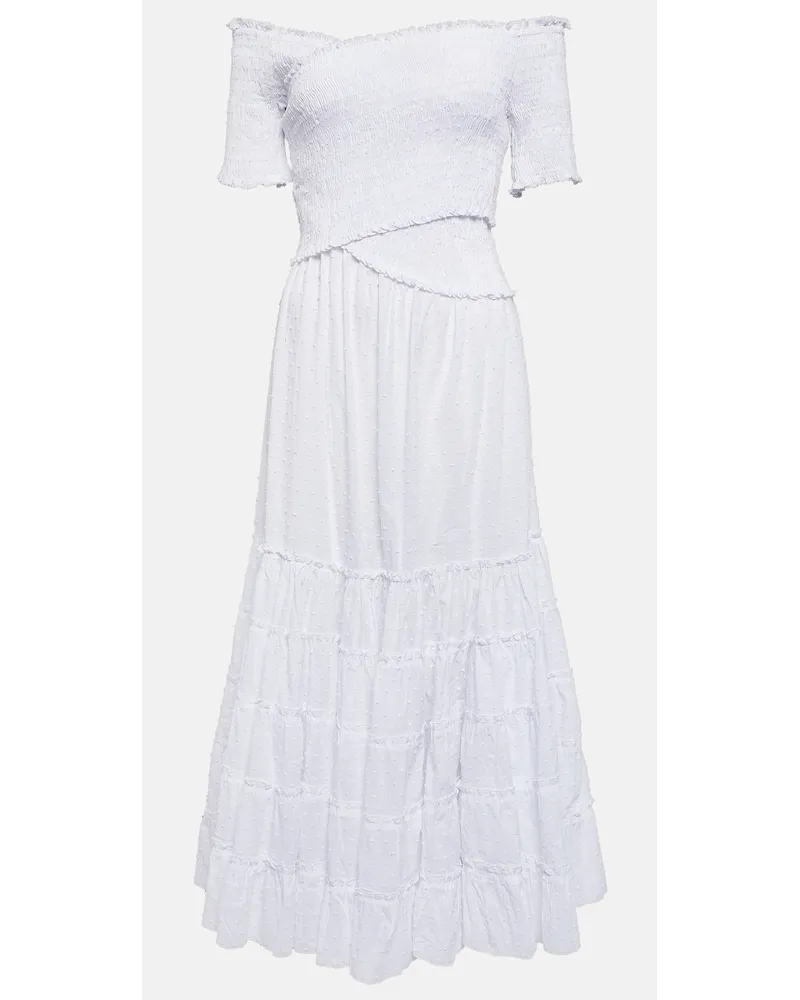 Poupette St Barth Abito midi Soledad in cotone Bianco