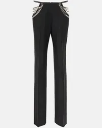 Stella McCartney Pantaloni slim in lana con cut-out Nero