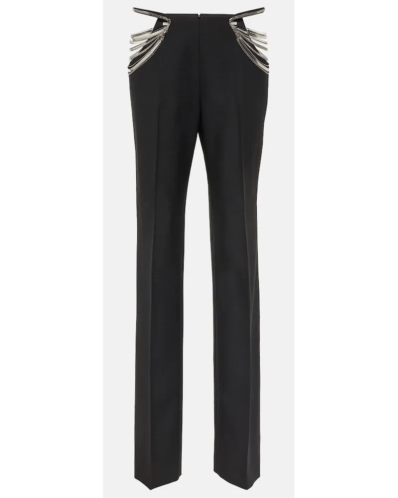 Stella McCartney Pantaloni slim in lana con cut-out Nero