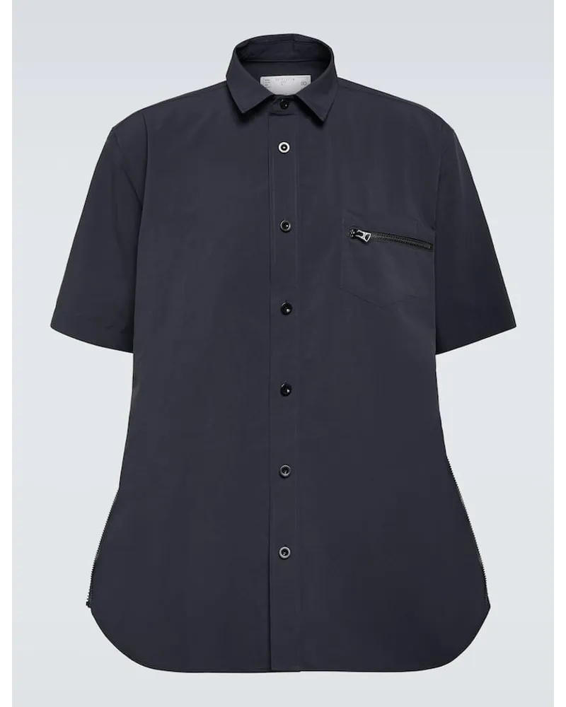 Sacai Camicia bowling in taffetÃ Blu