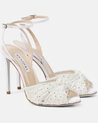 Aquazzura Sandali Slow Kisses in pelle e tulle Bianco