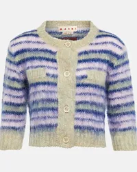 Marni Cardigan cropped in misto mohair a righe Multicolore