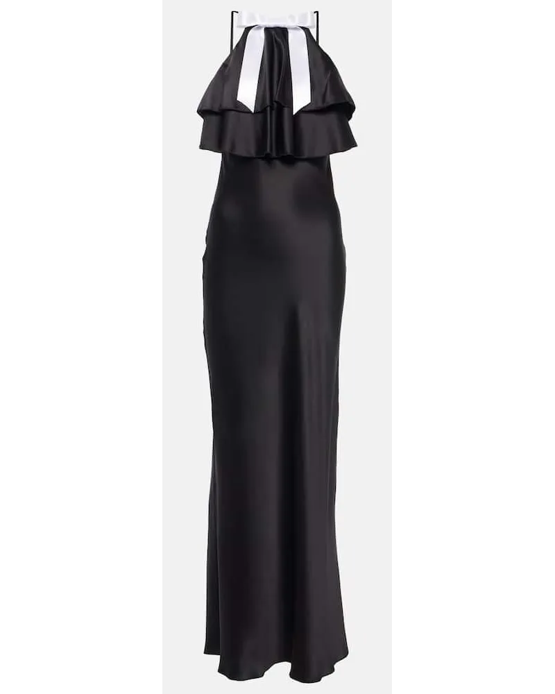 Rodarte Abito lungo in raso con scollo all'americana Nero