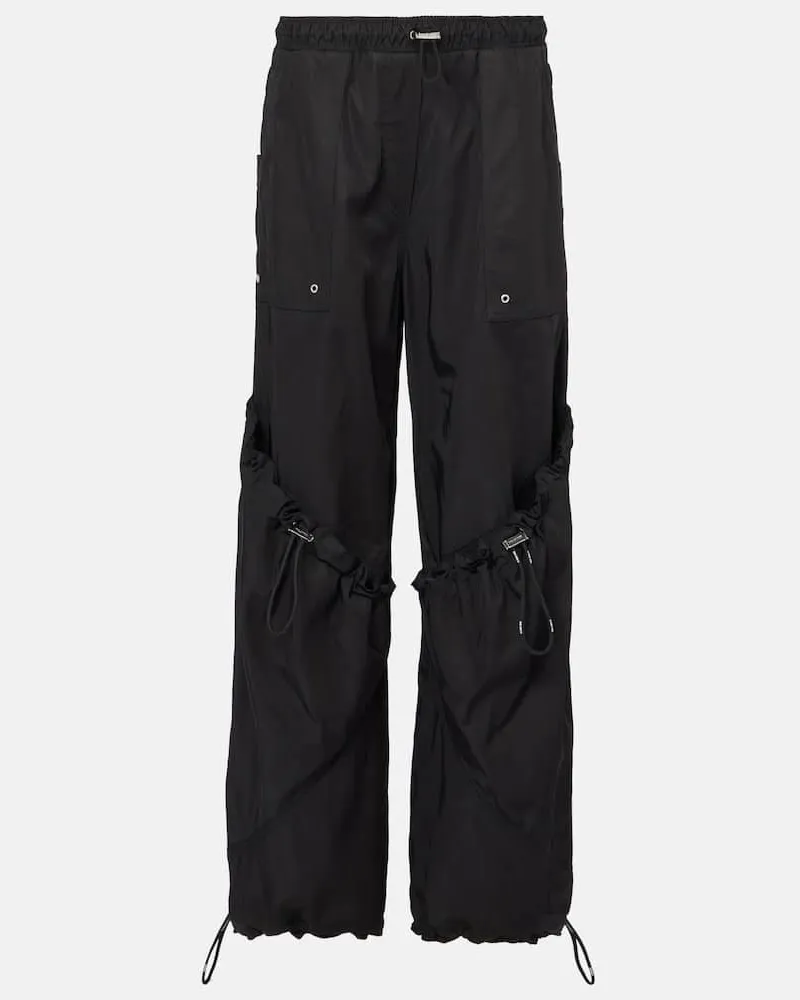 ATTICO Pantaloni a gamba larga in tessuto tecnico Nero
