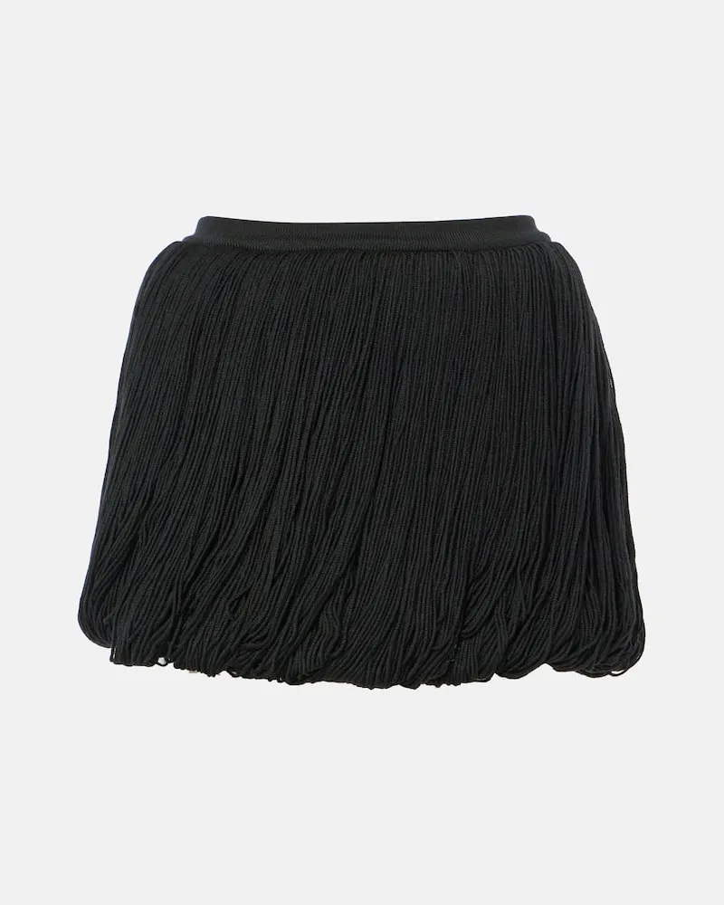 Alaïa AlaÃ¯a Minigonna in lana con frange Nero