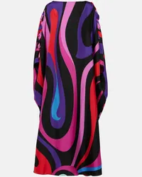 Emilio Pucci Caftano Marmo in twill di seta Multicolore