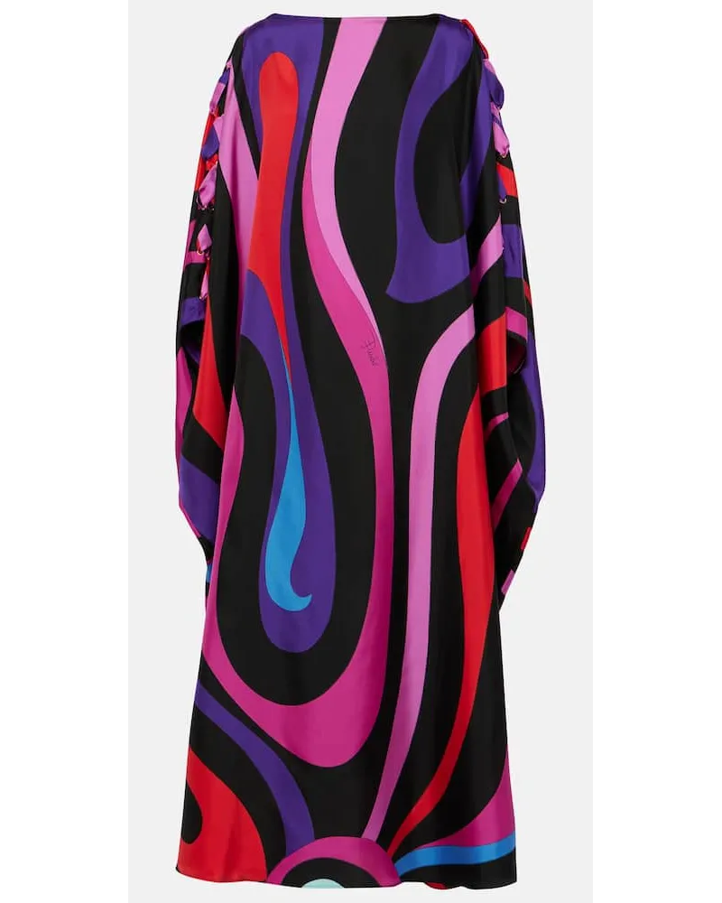 Emilio Pucci Caftano Marmo in twill di seta Multicolore