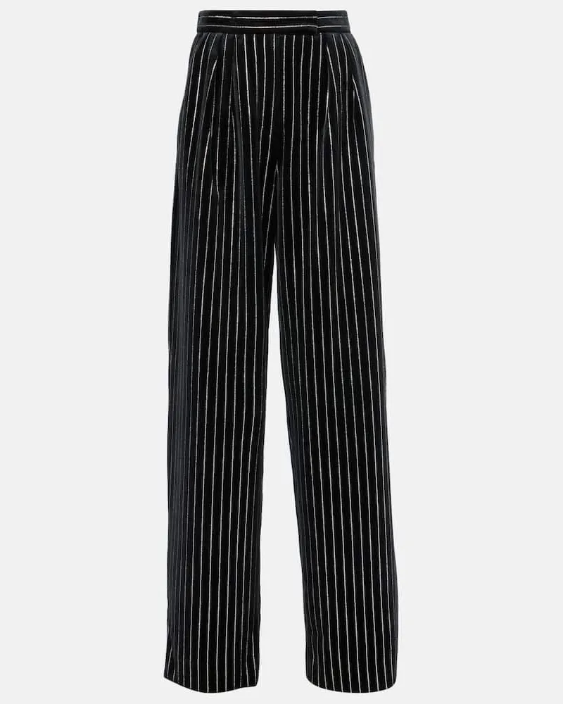 Alex Perry Pantaloni in velluto con cristalli Nero