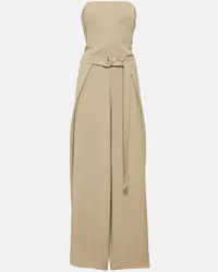 AMI Paris Jumpsuit in misto lana con cintura Marrone