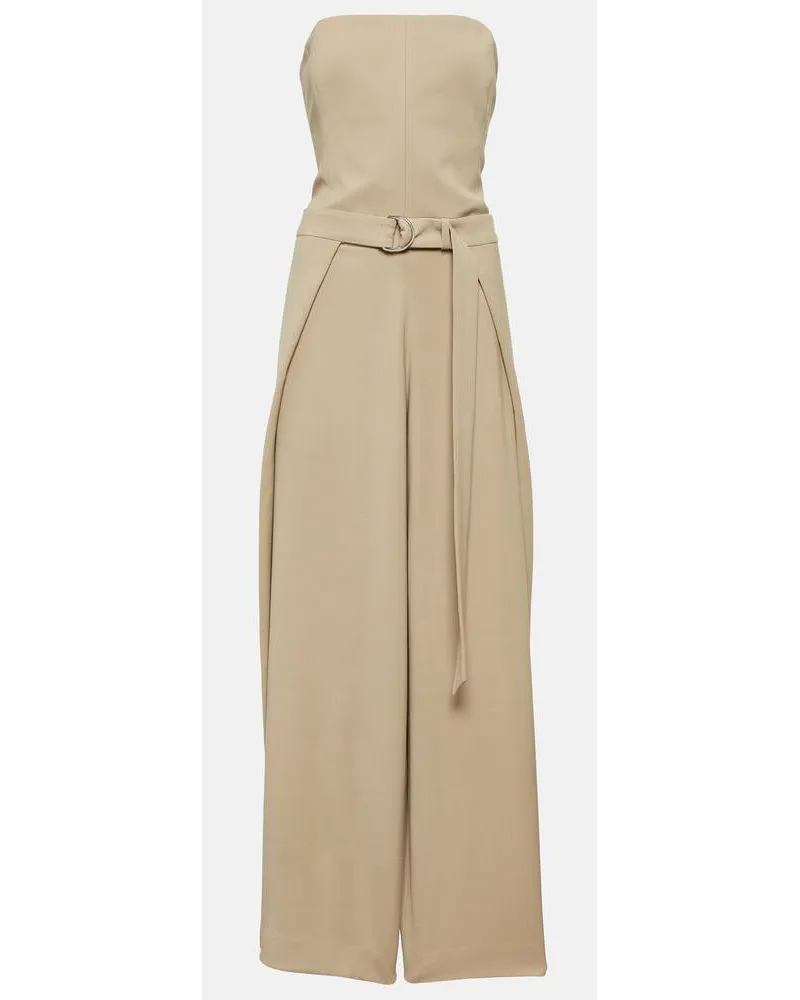 AMI Paris Jumpsuit in misto lana con cintura Marrone