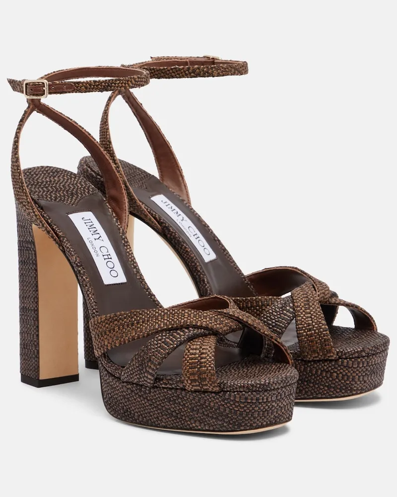 Jimmy Choo Sandali platform Kove intrecciati Marrone