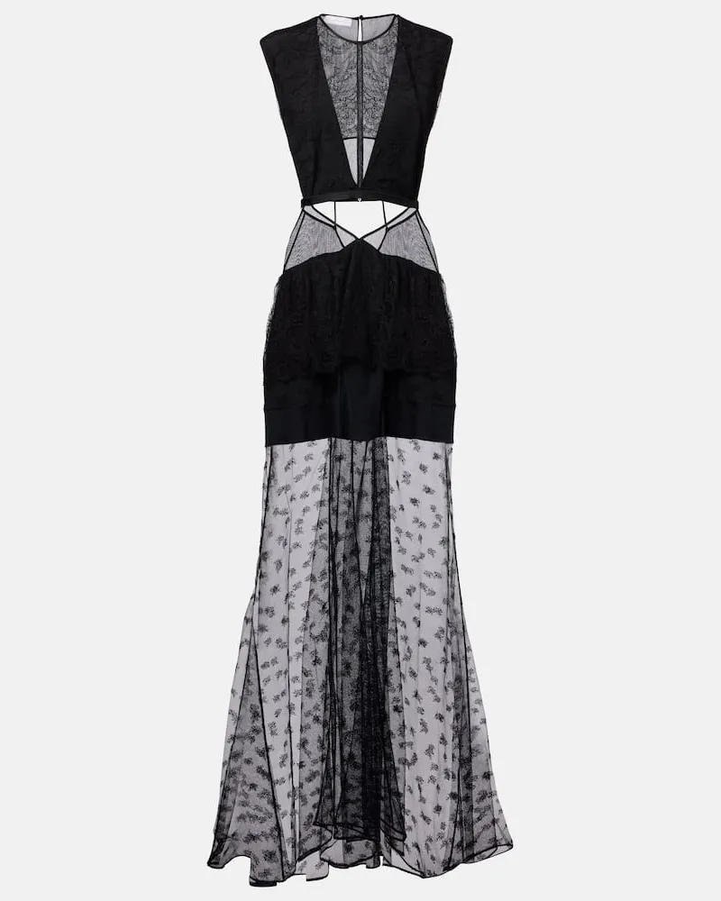Stella McCartney Abito lungo in pizzo Nero