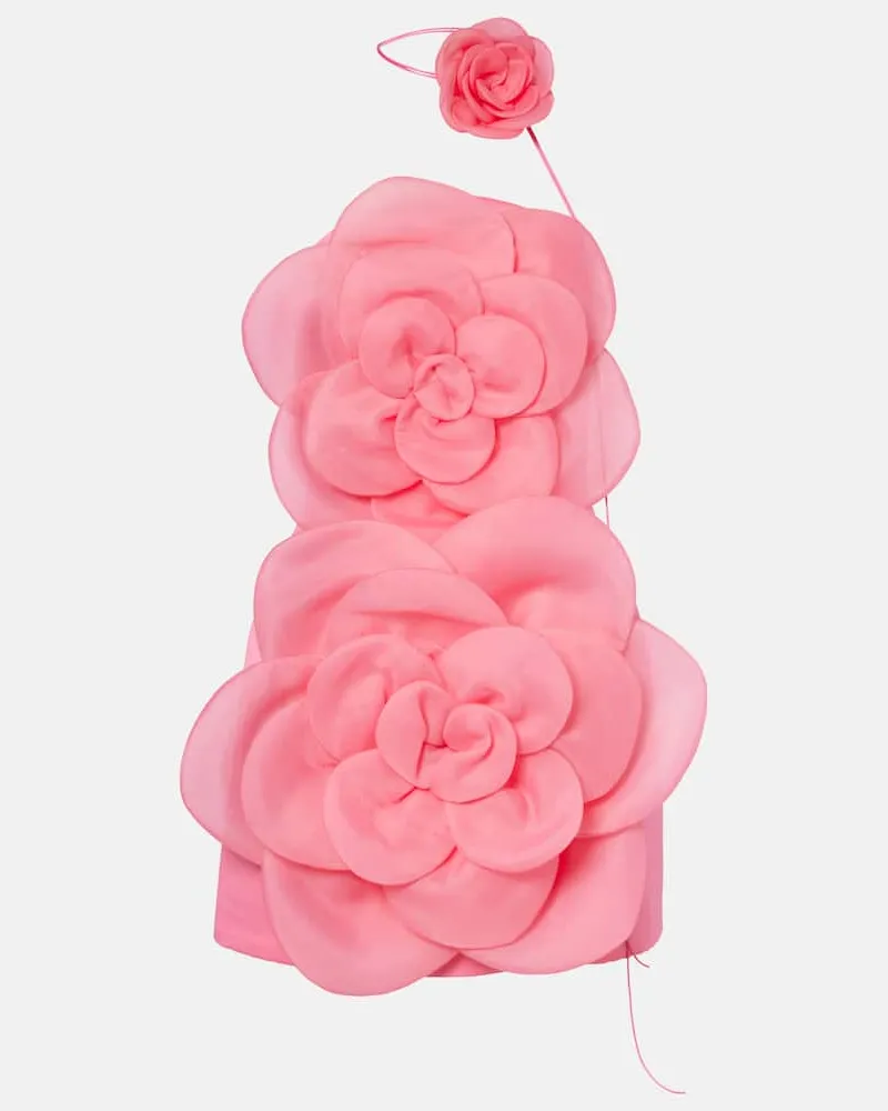 LEO LIN Abito bustier Floret con applicazioni floreali Rosa