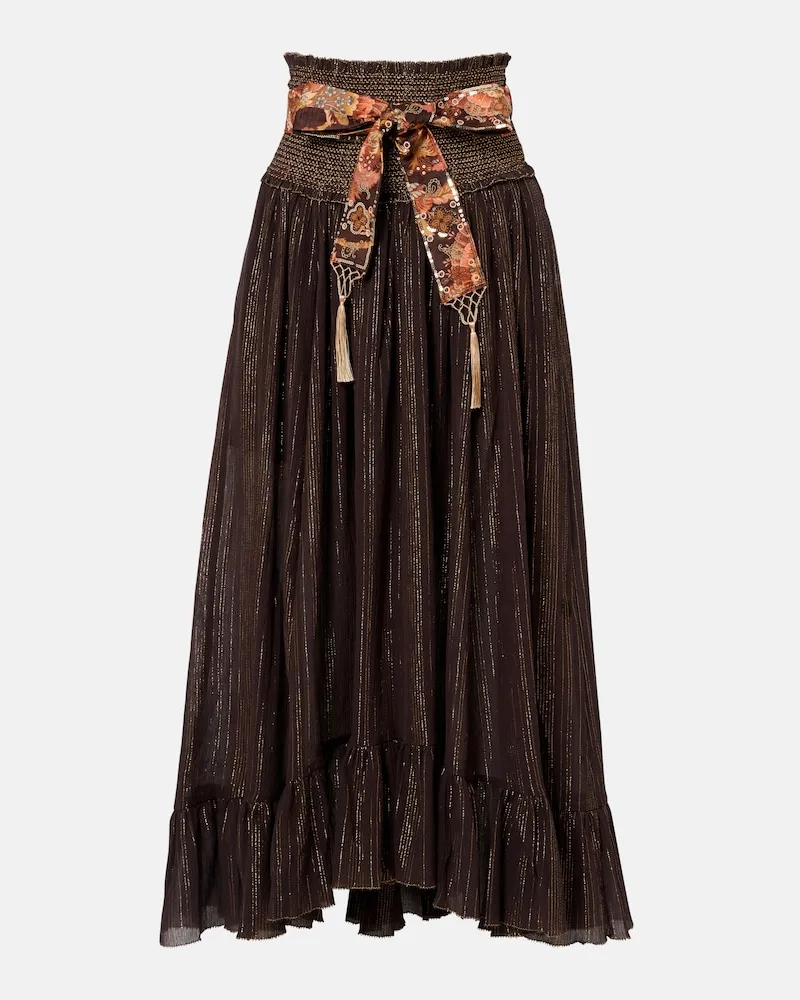 Zimmermann Gonna midi Aster in cotone e seta lamÃ Marrone