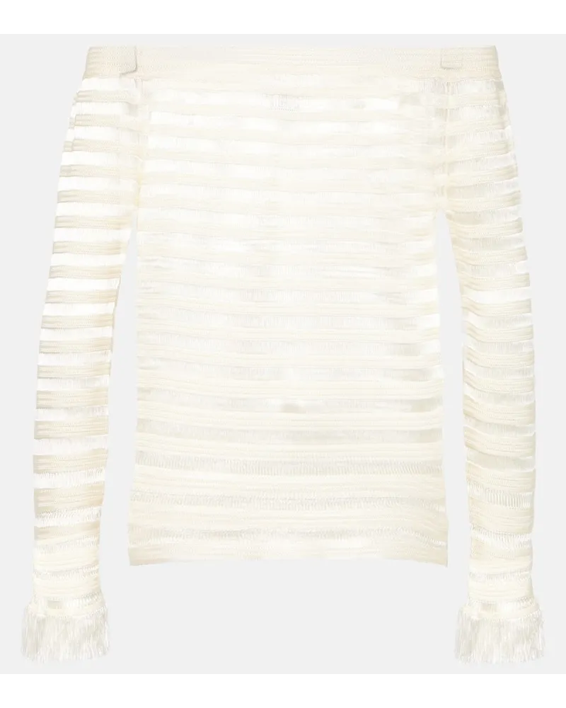 Tom Ford Top con scollo bardot Bianco