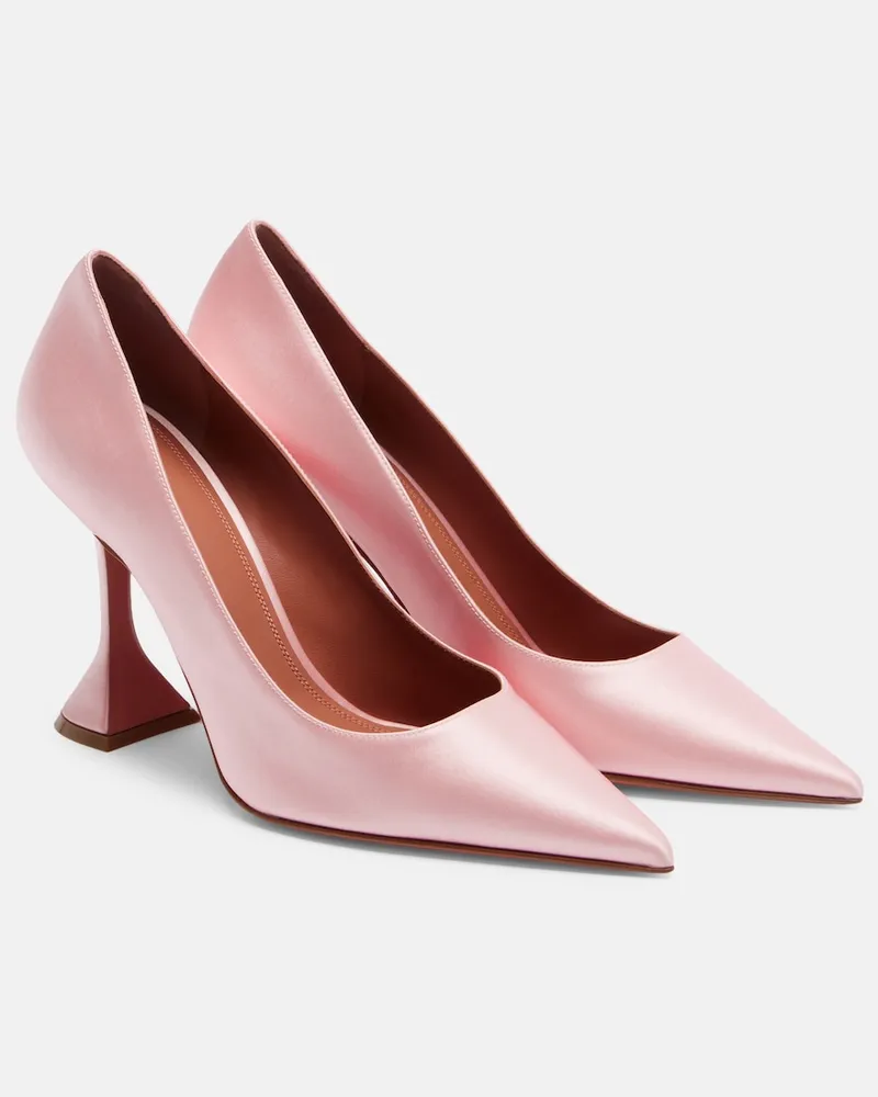 Amina Muaddi Pumps Ami in raso Rosa