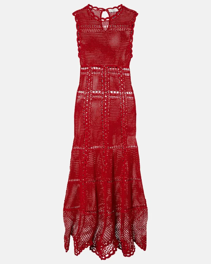 Erdem Abito midi in crochet di cotone Rosso