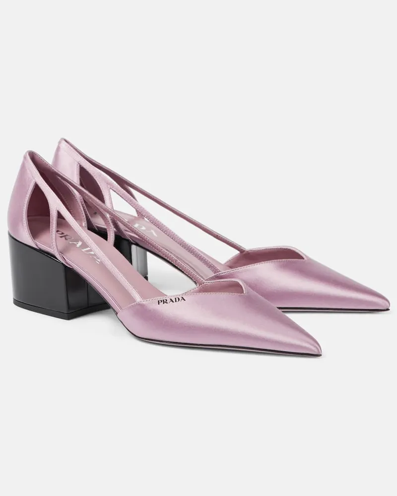 Prada Pumps in raso con cut-out Rosa