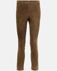 Vince Pantaloni in suede Marrone