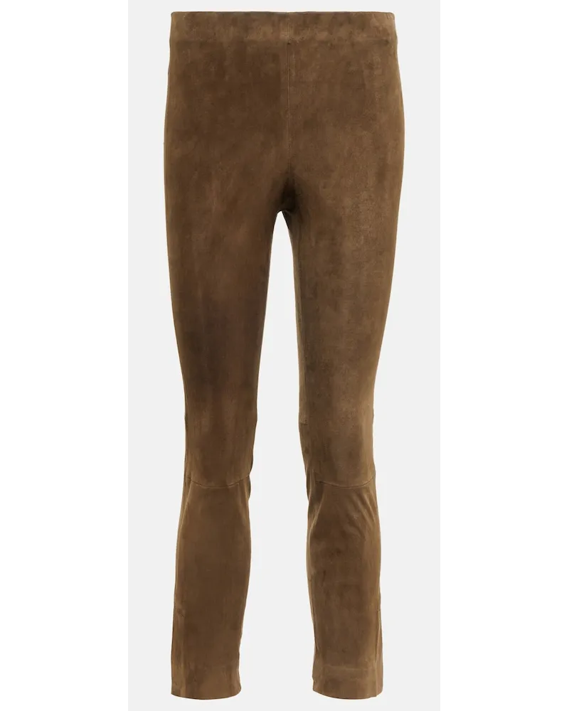 Vince Pantaloni in suede Marrone