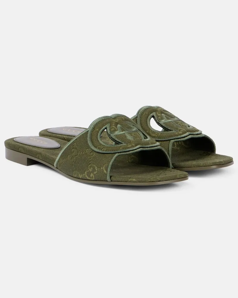 Gucci Sandali Interlocking G in canvas Verde