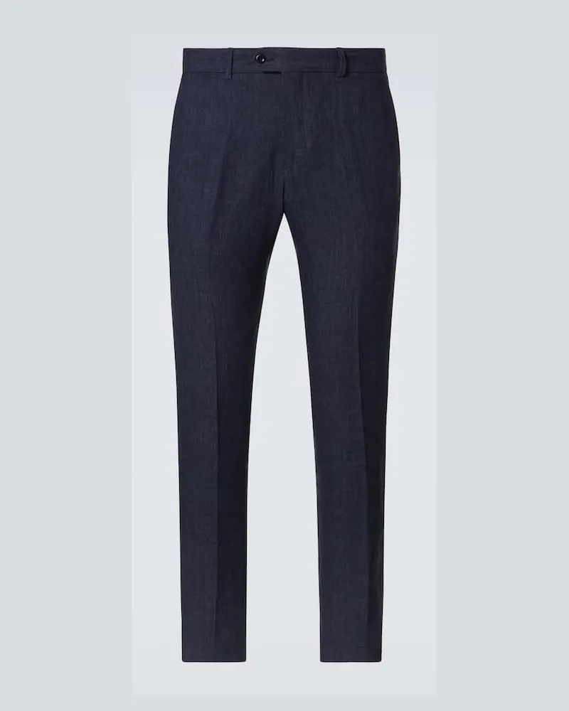 Rubinacci Pantaloni regular Modluca in lino Blu