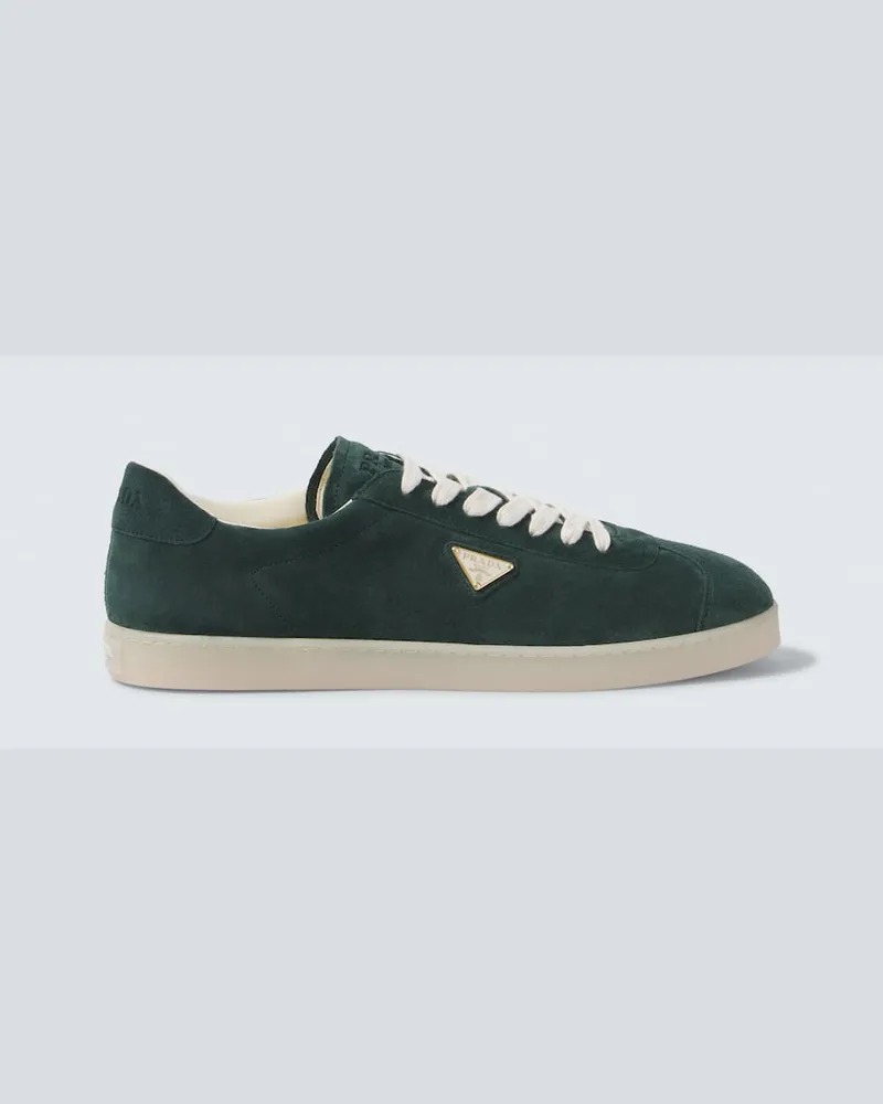 Prada Sneakers Lane in suede con logo Verde