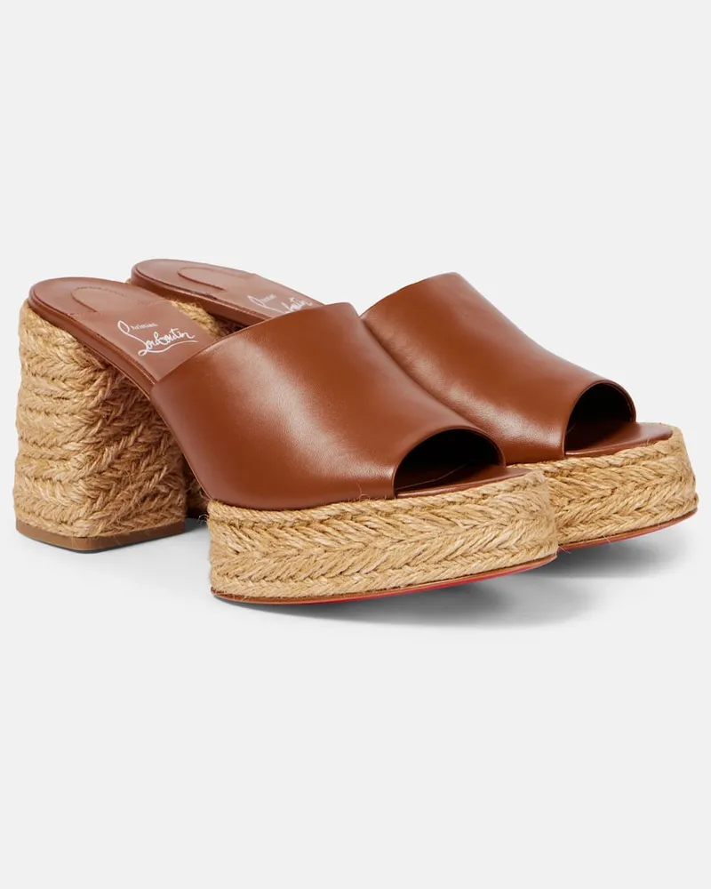 Christian Louboutin Sandali Calakala 85 in pelle  con plateau Marrone