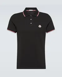 Moncler Polo in cotone piqué con logo Nero