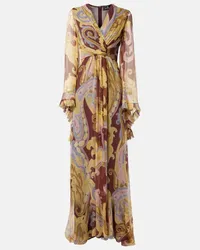 Etro Abito lungo in chiffon di seta Multicolore