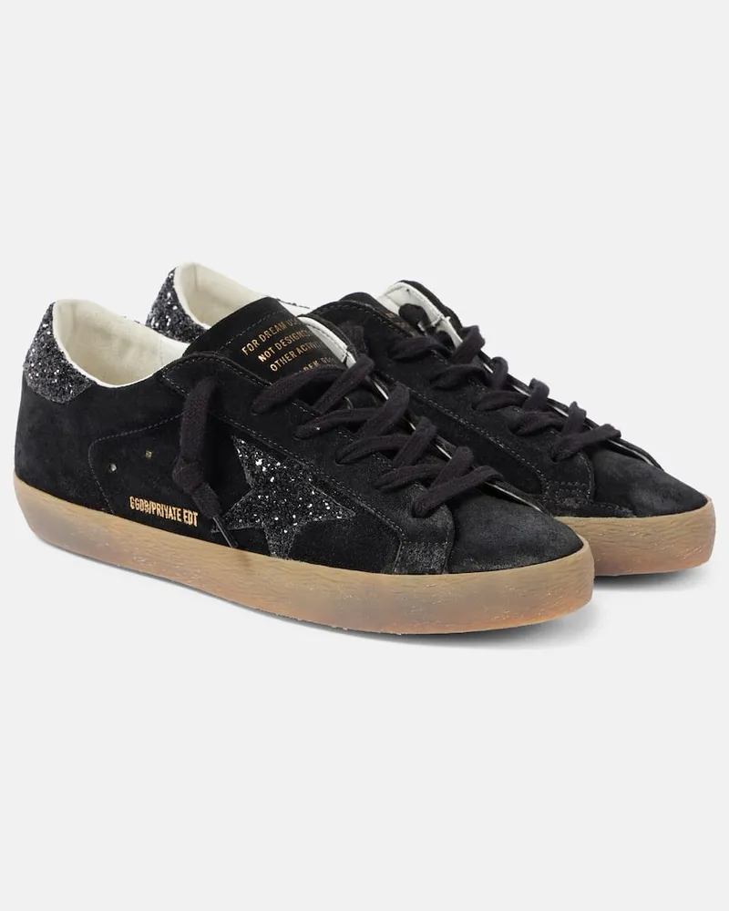 Golden Goose Sneakers Super-Star in suede con glitter Nero
