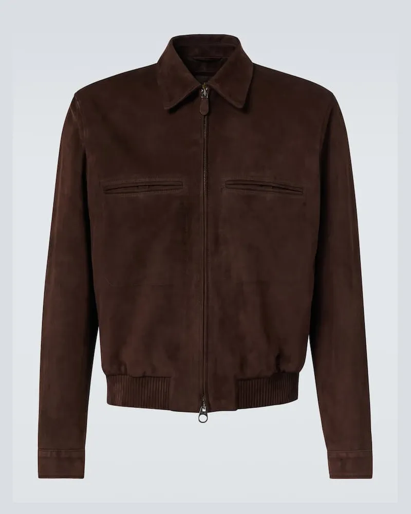 Loro Piana Bomber Kane in suede Marrone
