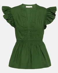 Ulla Johnson Top Luise in popeline di cotone Verde