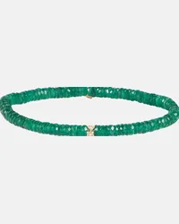 Sydney Evan Bracciale in oro 14kt con avventurina e diamanti Verde