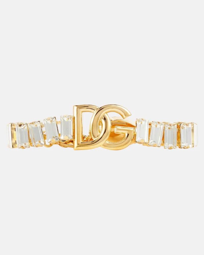 Dolce & Gabbana Bracciale DG con cristalli Oro