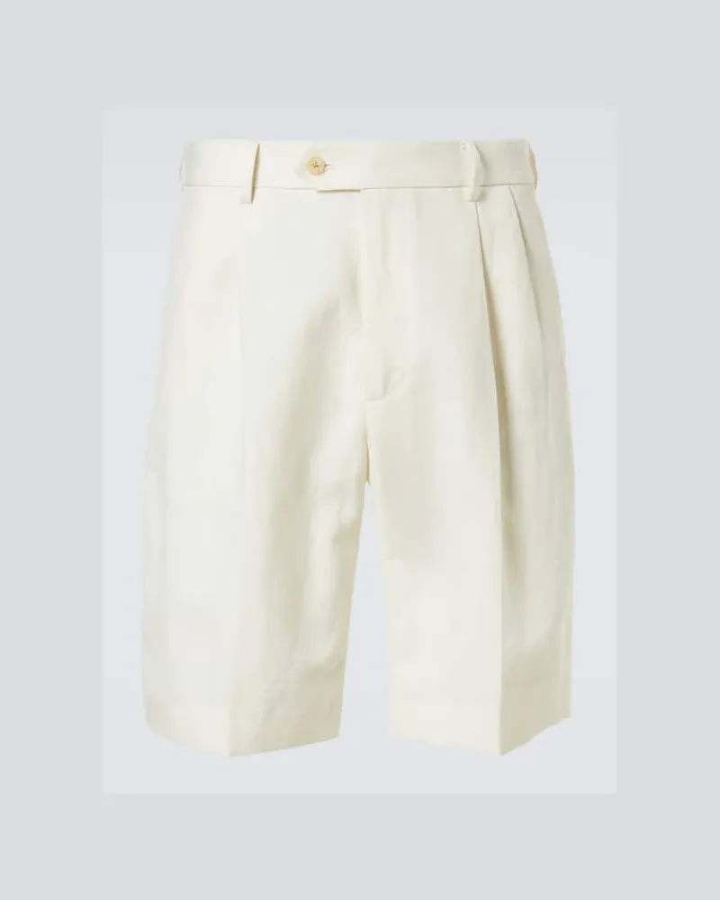 AURALEE Shorts in lana, cotone e lino Bianco