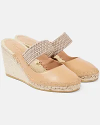 Malone Souliers Sandali espadrillas Siena 70 in pelle con zeppa Beige