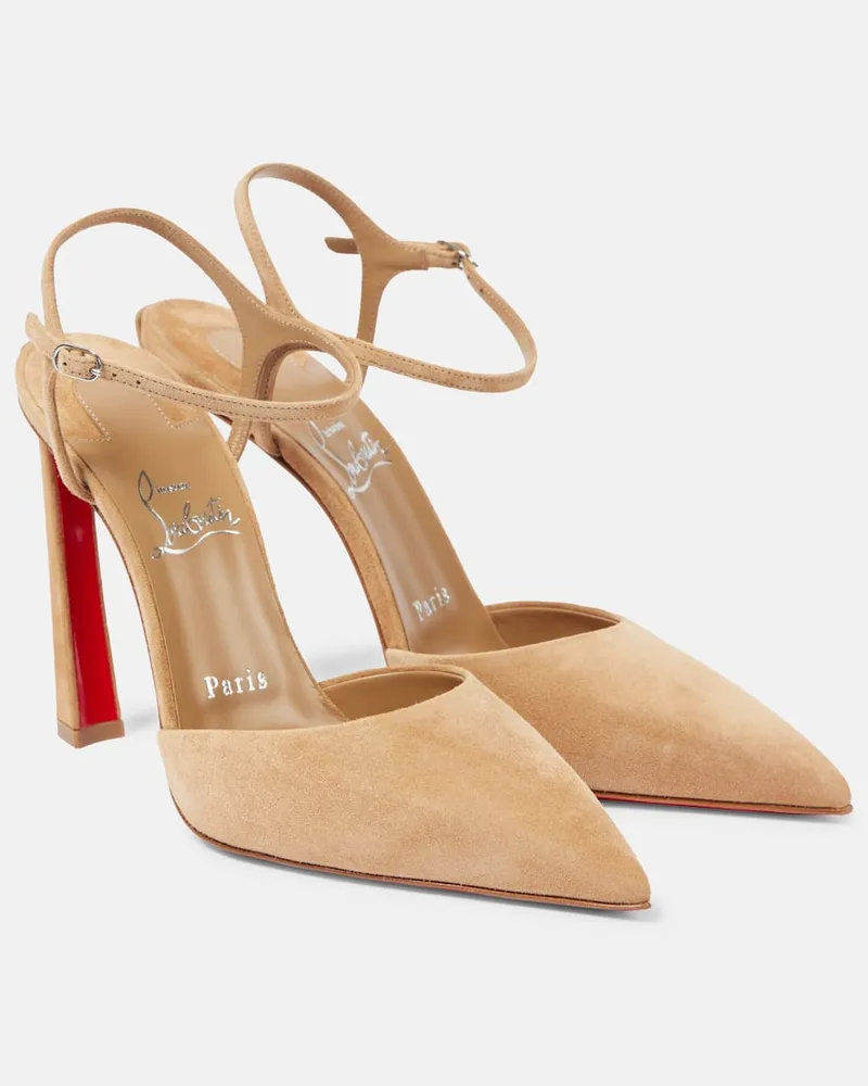 Christian Louboutin Pumps slingback Condora Riviera 100 in suede Beige
