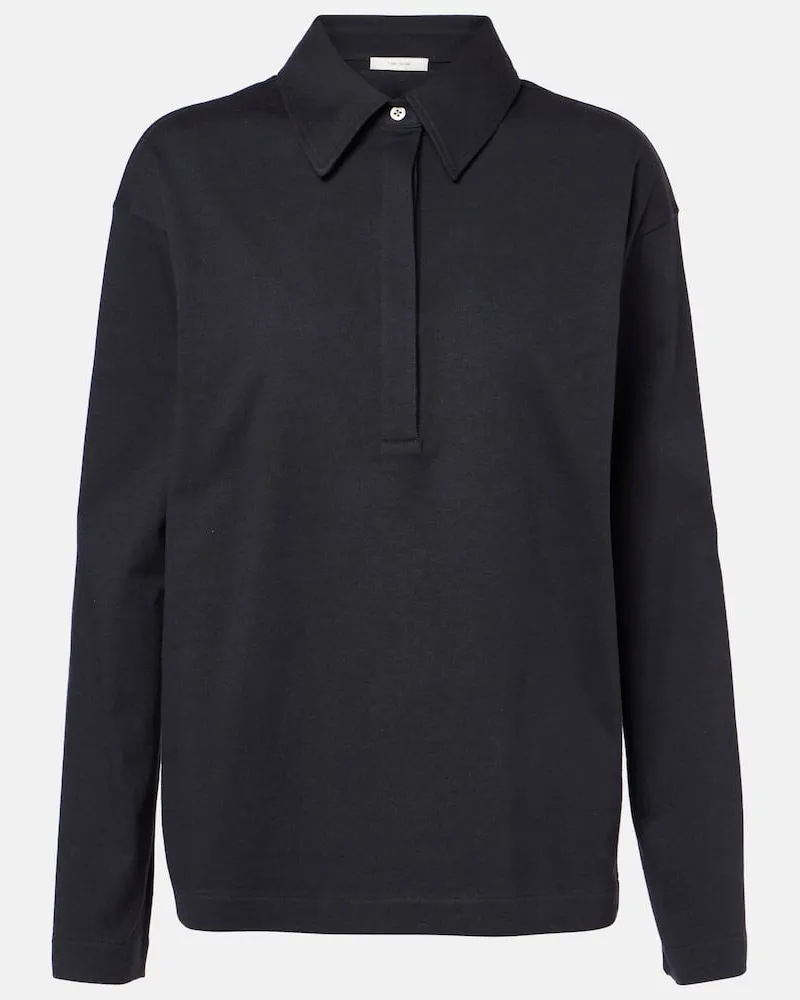 The Row Polo Roddie in jersey di cotone e seta Blu