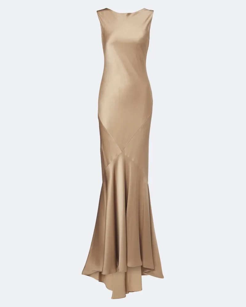 Max Mara Abito lungo in satin Beige