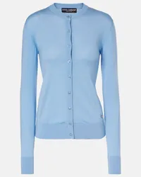 Dolce & Gabbana Cardigan DG in cashmere e seta Blu