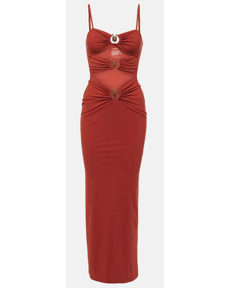 Christopher Esber Abito lungo Crystal Orbit con cut-out Rosso