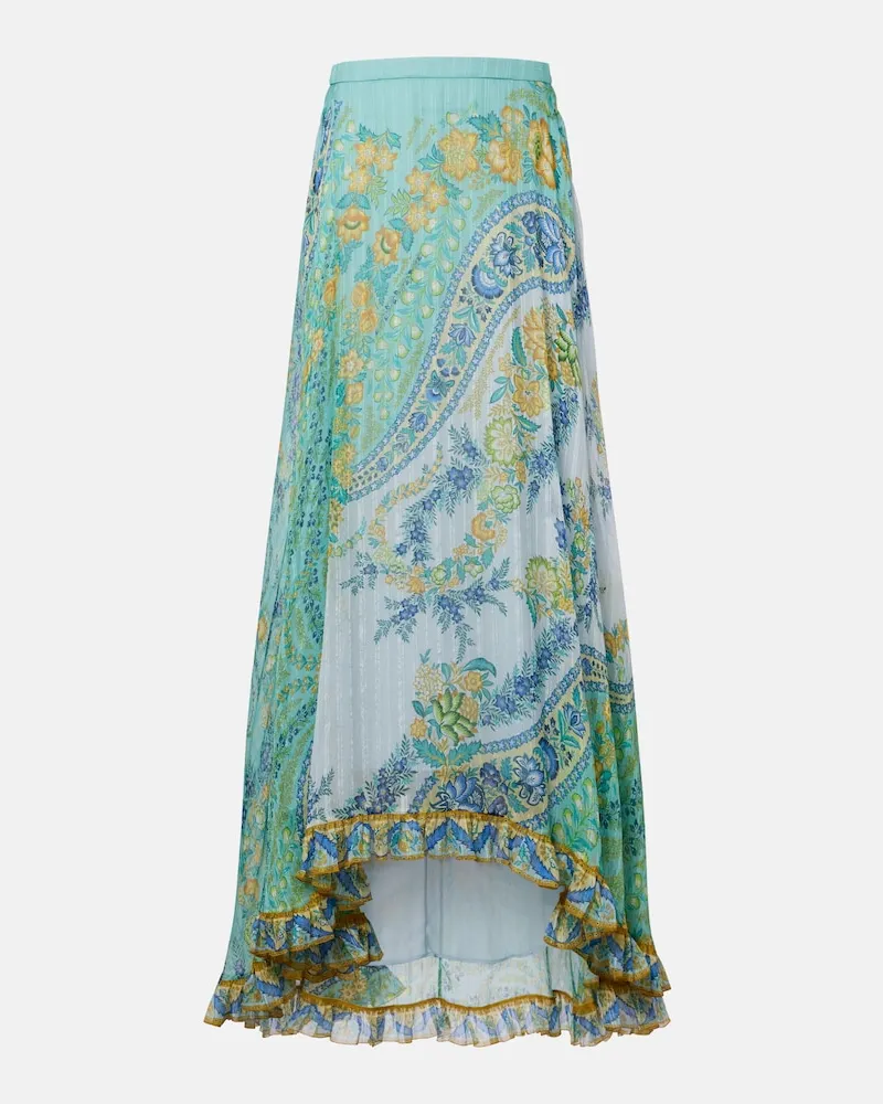 Etro Gonna lunga in seta con stampa floreale Verde
