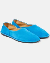 The Row Ballerine Cana in suede Blu