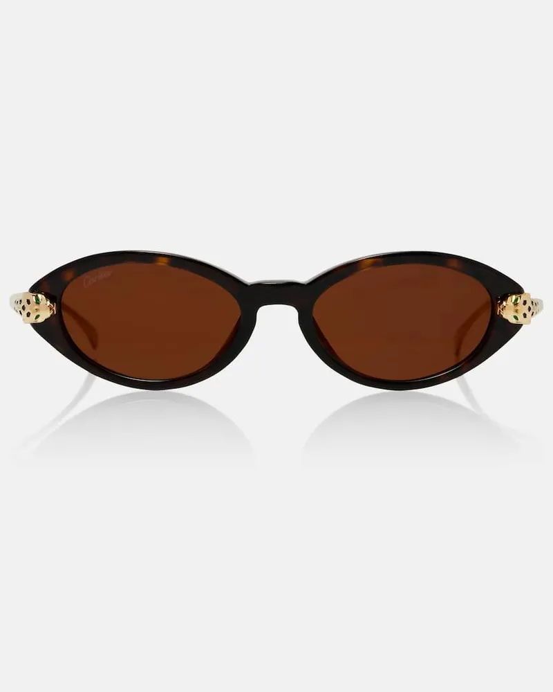 Cartier Occhiali da sole ovali Panthère De Cartier Marrone